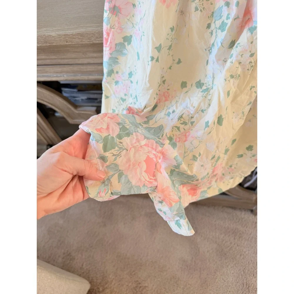 Selkie Hampton Floral Puff Sleeve Romper Women Yellow Pastel Size Large - Picture 5 of 12
